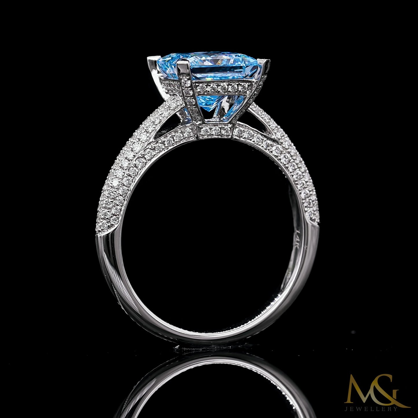 Vivid Blue Diamond Ring | SR629 | 14K White Gold