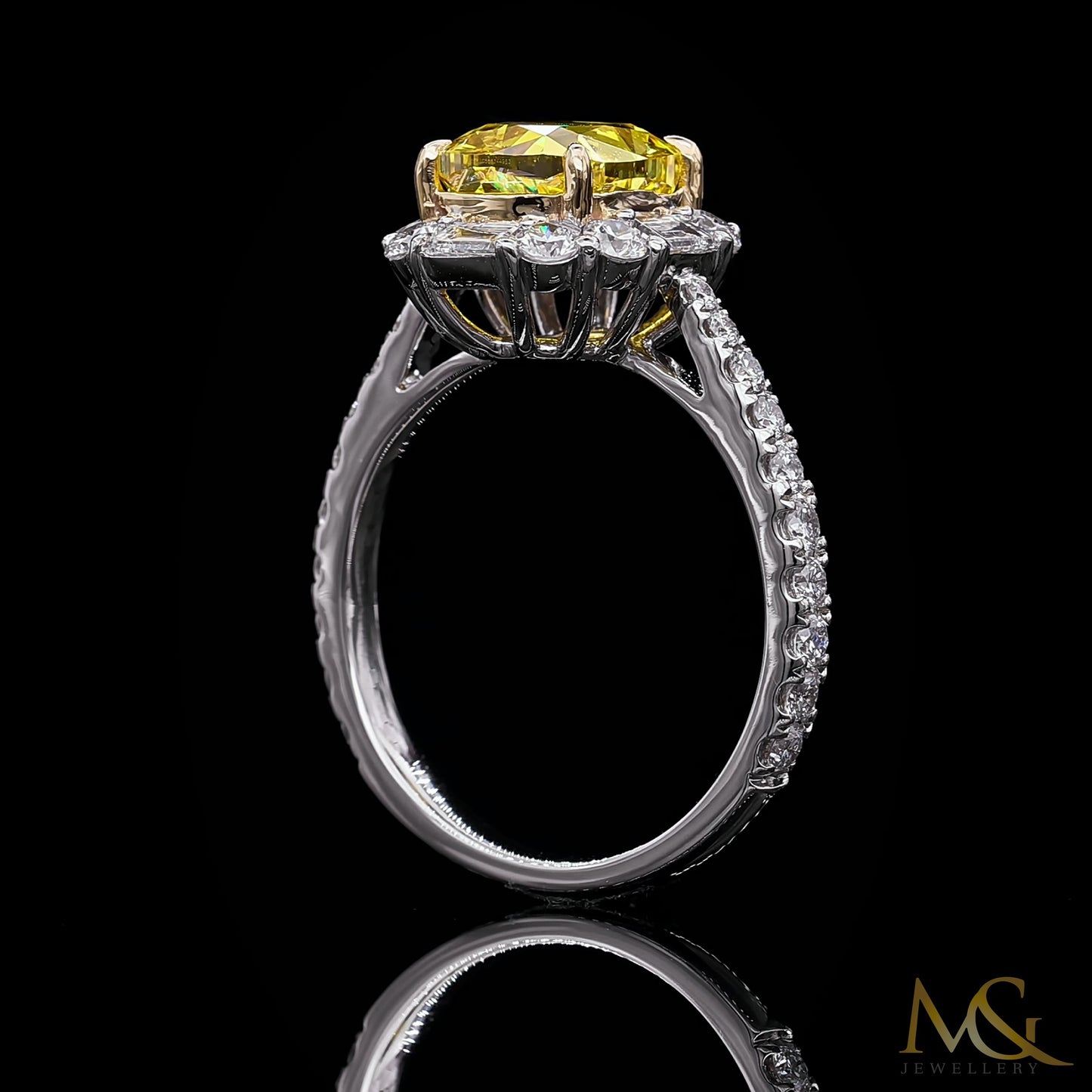 Lab-Grown Yellow Diamond Ring | HR591 | 14K Two-Tone White & Yellow Gold