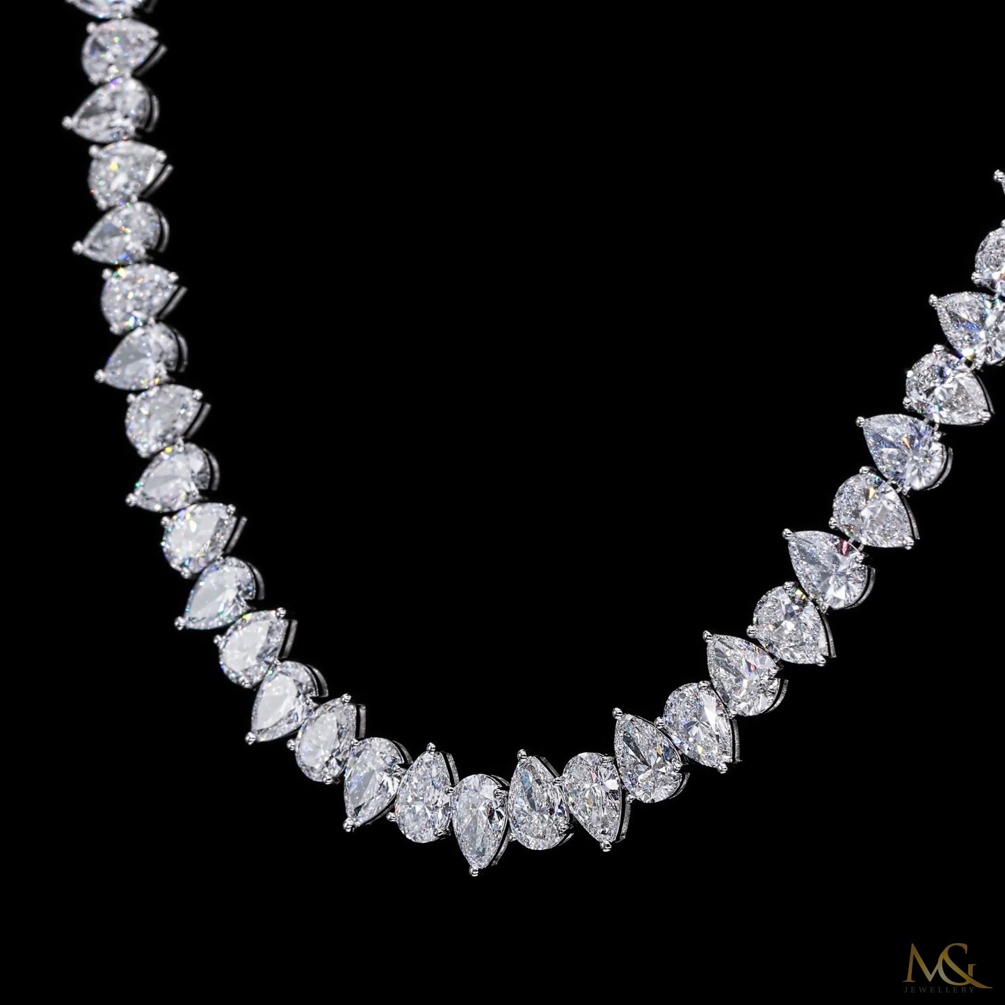 Lab-Grown Pear Diamond Tennis Chain | N06100 | 14K White Gold