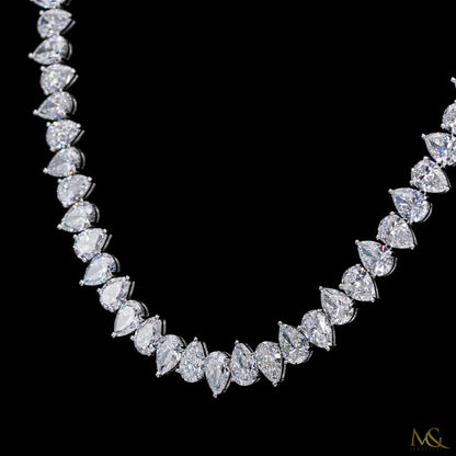Lab-Grown Pear Diamond Tennis Chain | N06100 | 14K White Gold