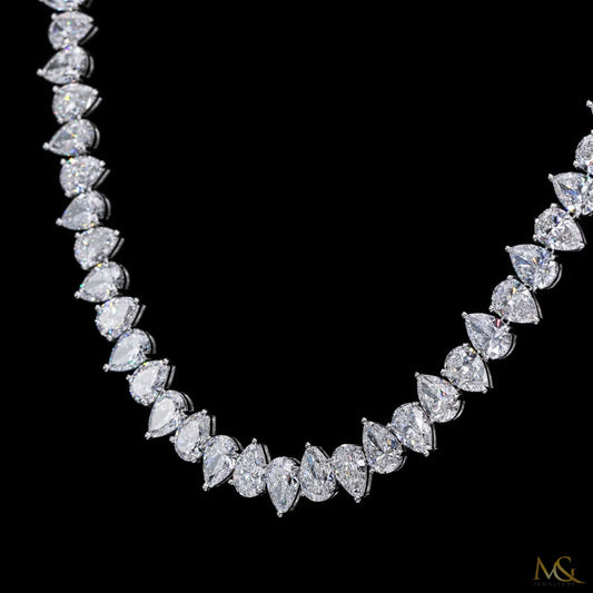 Lab-Grown Pear Diamond Tennis Chain | N06100 | 14K White Gold