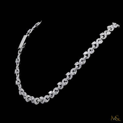 Mosaic Lab-Grown Pear & Round Diamond Tennis Necklace | B11072 | 10K Gold