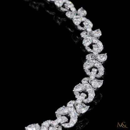 Mosaic Lab-Grown Pear & Round Diamond Tennis Necklace | B11072 | 10K Gold