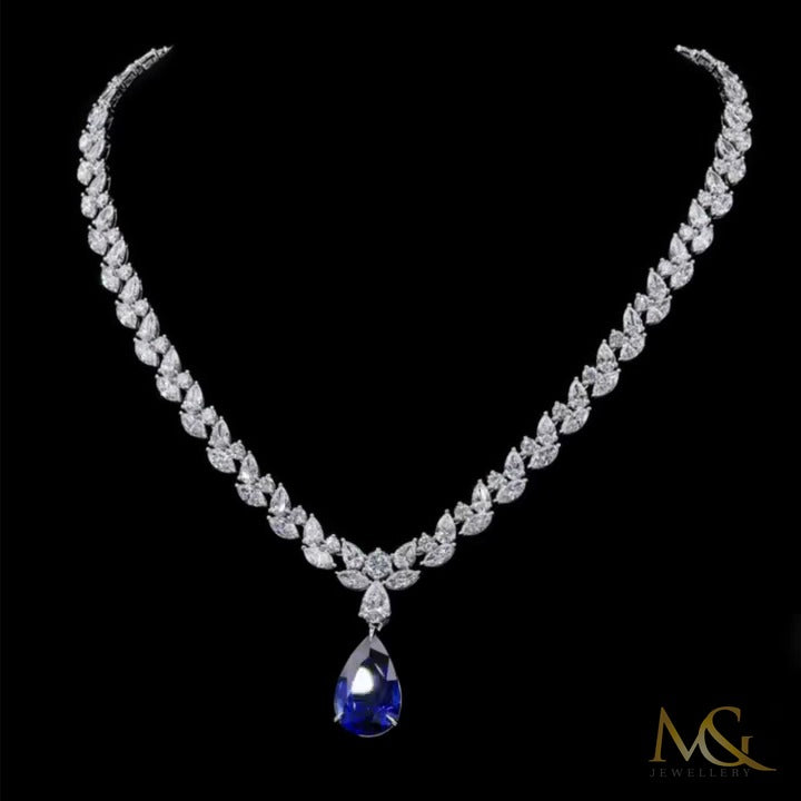 Lab-Grown Diamond & Sapphire Fancy Cut Necklace