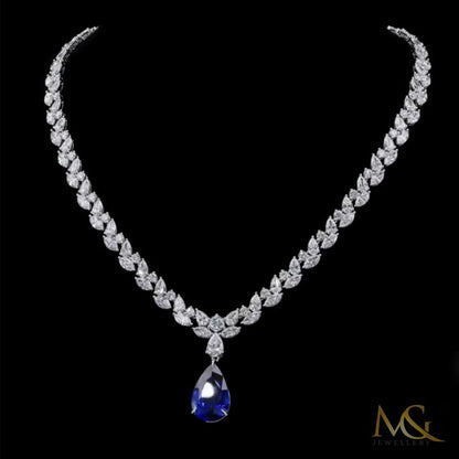 Lab-Grown Diamond & Sapphire Fancy Cut Necklace