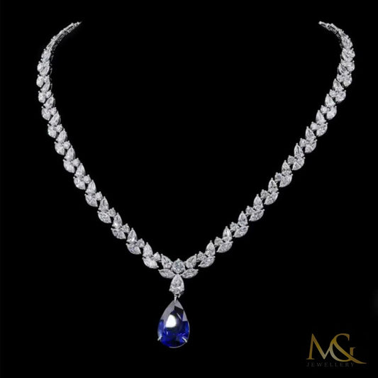 Lab-Grown Diamond & Sapphire Fancy Cut Necklace