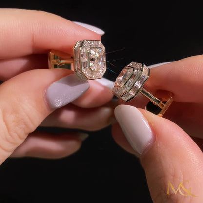 Lab-grown Asscher cut diamond cufflinks in 14K yellow gold