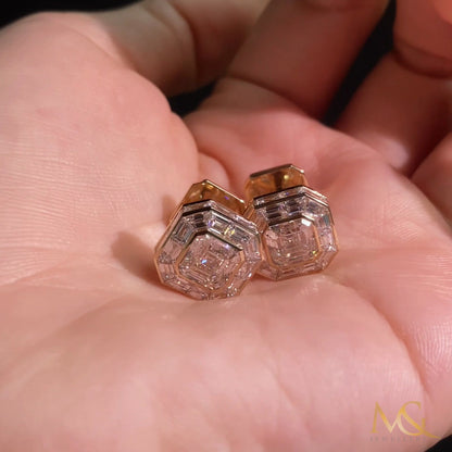 Lab-grown Asscher cut diamond cufflinks in 14K yellow gold
