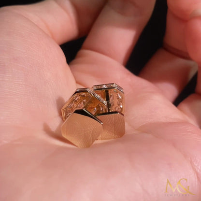 Lab-grown Asscher cut diamond cufflinks in 14K yellow gold
