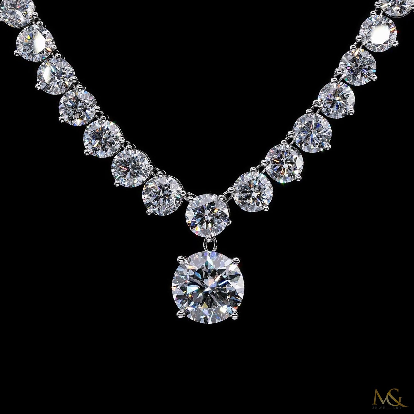 Graduated Lab-Grown Diamond Tennis Chain with Centre Stone | N06070-2 | 14K Gold