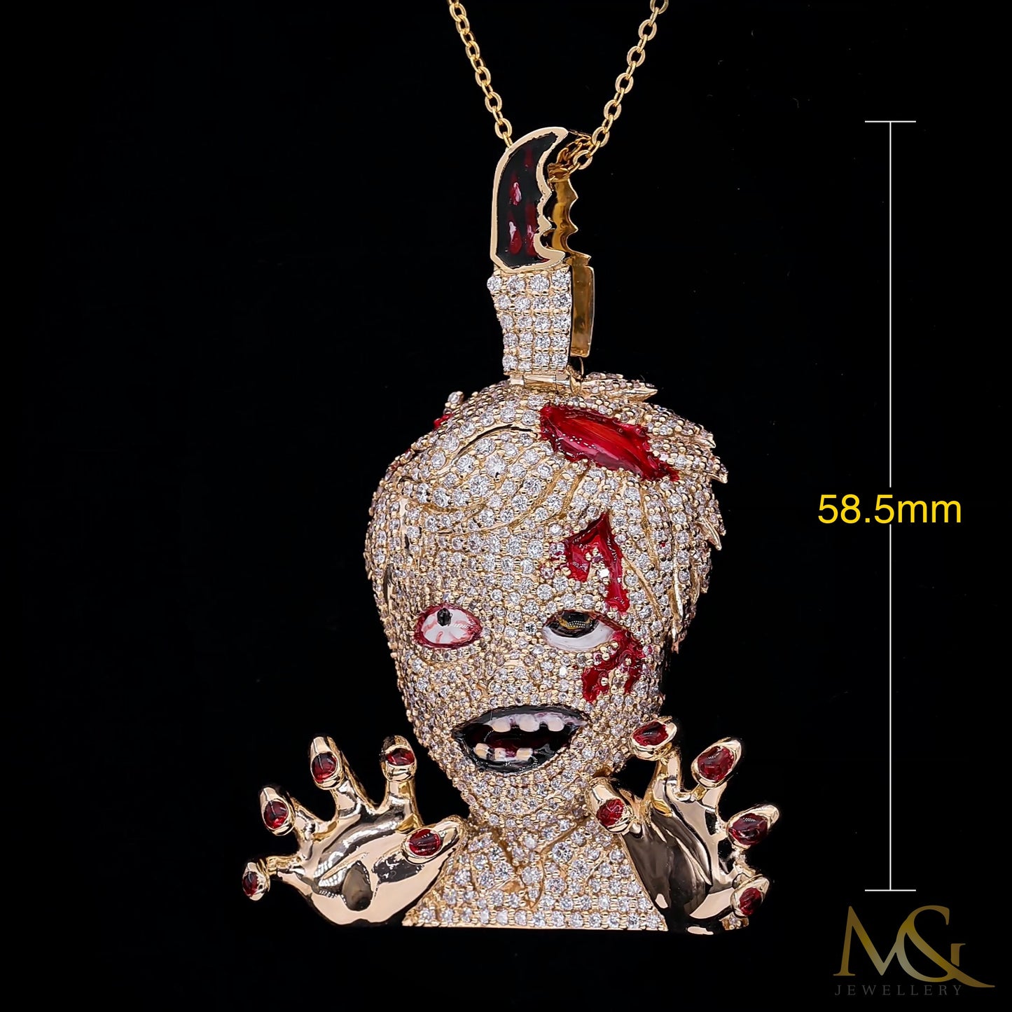 Zombie Pendant PM13058 - Front with dimensions