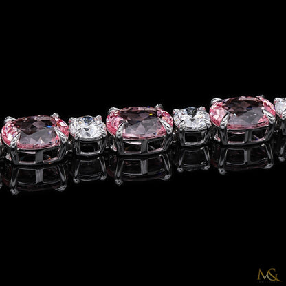 Lab-Grown Pink Morganite Oval & Round Diamond Tennis Bracelet | 26A-B06021 | 14K Gold