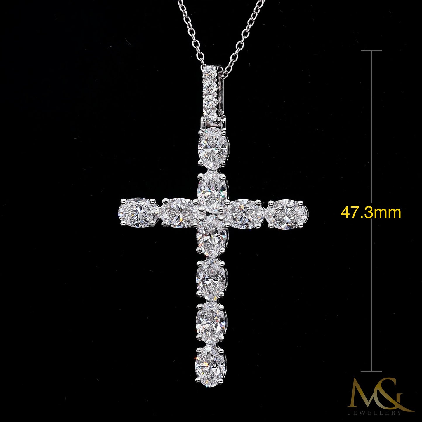 Diamond Cross Pendant P0795 - Front with dimensions