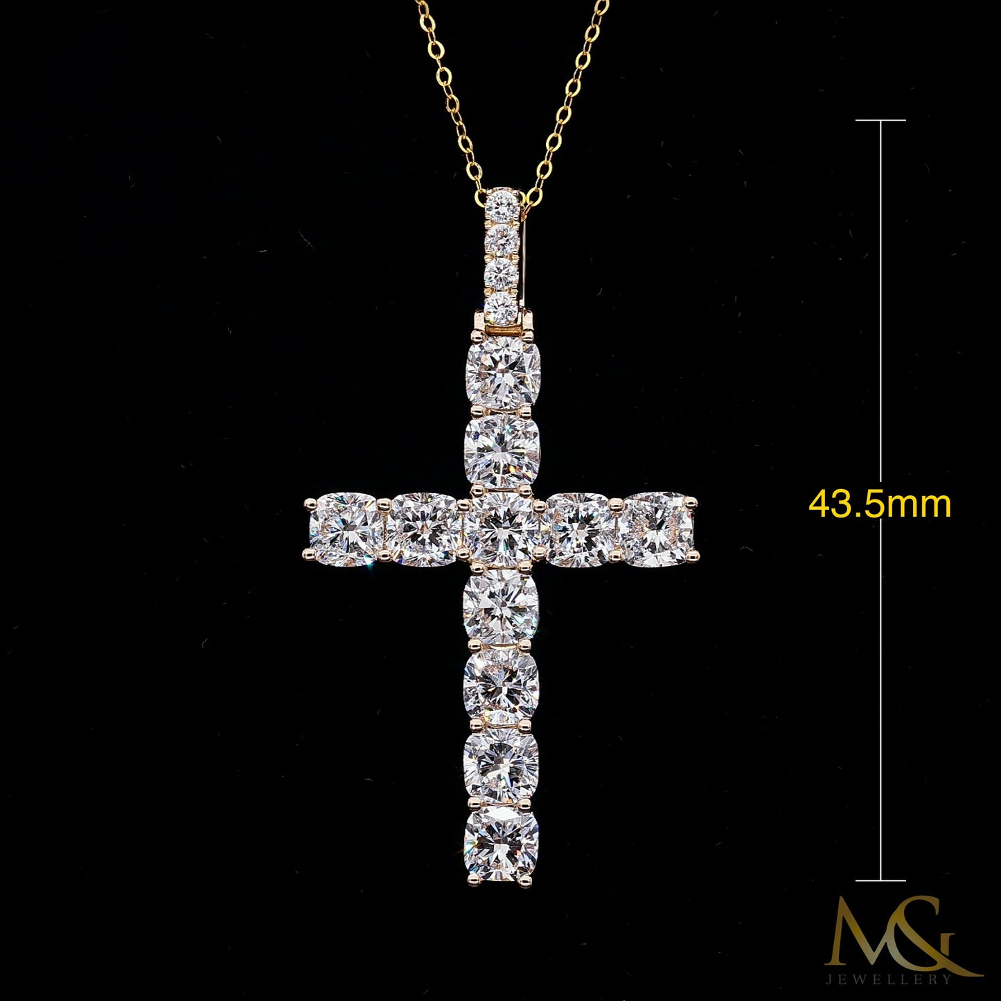 Cushion Cut Cross Pendant P0797 - Front with dimensions
