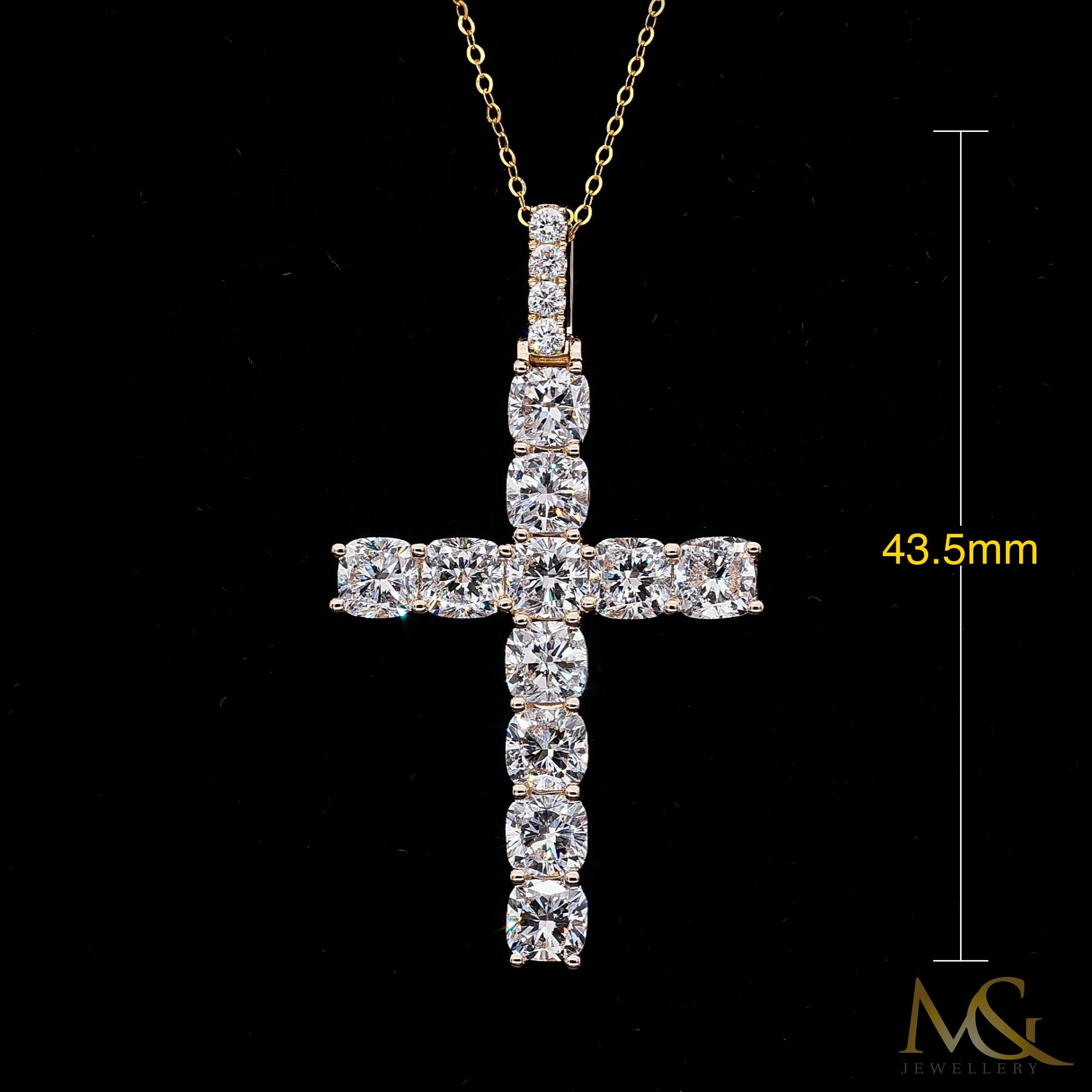 Cushion Cut Cross Pendant P0797 - Front with dimensions