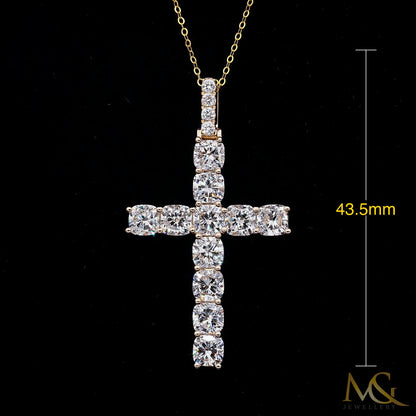 Cushion Cut Cross Pendant P0797 - Front with dimensions