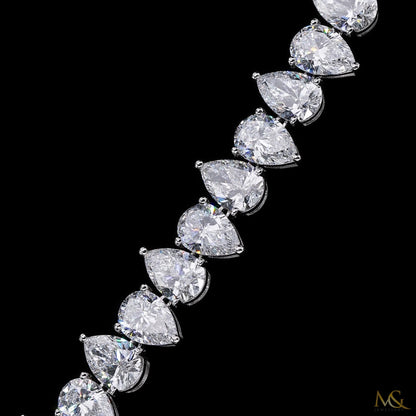 Lab-Grown Pear Diamond Tennis Chain | N06100 | 14K White Gold