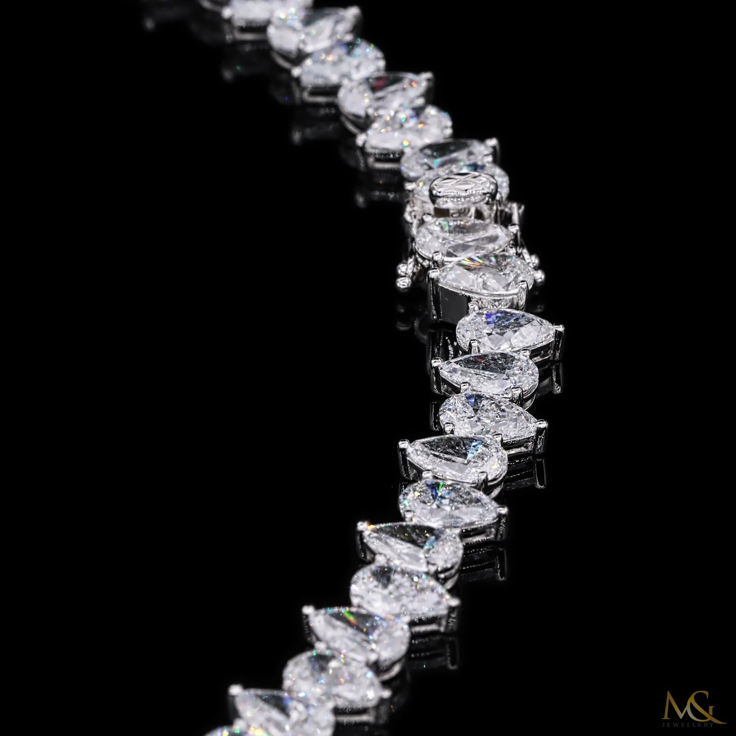 Lab-Grown Pear Diamond Tennis Chain | N06100 | 14K White Gold