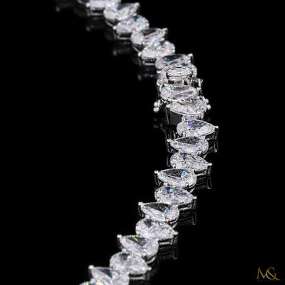 Lab-Grown Pear Diamond Tennis Chain | N06100 | 14K White Gold