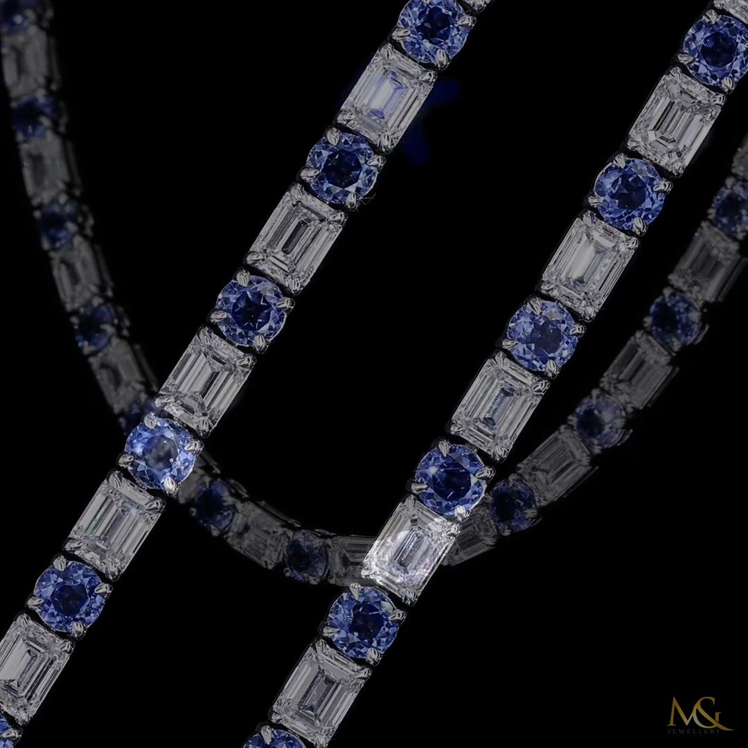 Lab-Grown Diamond & Spinel Tennis Chain | N06020-1 | 14K White Gold