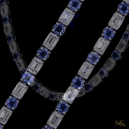 Lab-Grown Diamond & Spinel Tennis Chain | N06020-1 | 14K White Gold