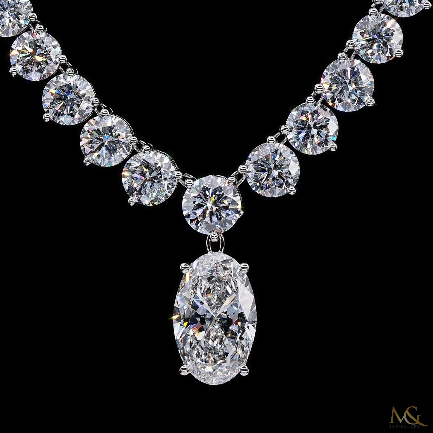 Graduated Lab-Grown Diamond Tennis Chain with Centre Stone | N06070-2 | 14K Gold