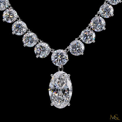 Graduated Lab-Grown Diamond Tennis Chain with Centre Stone | N06070-2 | 14K Gold