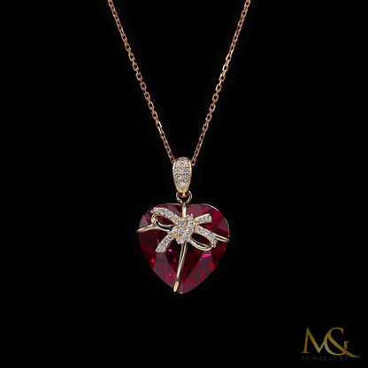 Lab-Grown Ruby & Diamond Heart Pendant Necklace