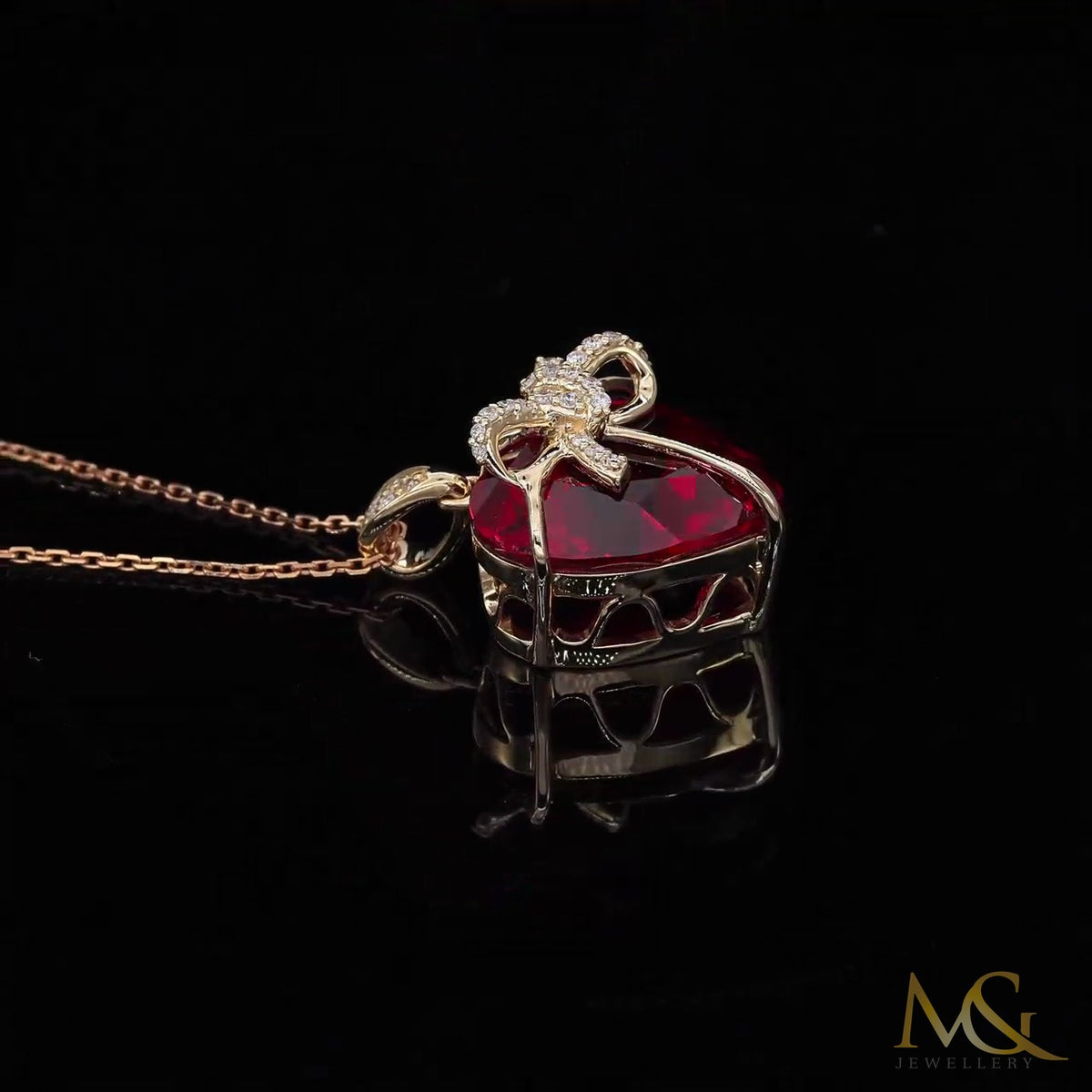 Lab-Grown Ruby & Diamond Heart Pendant Necklace