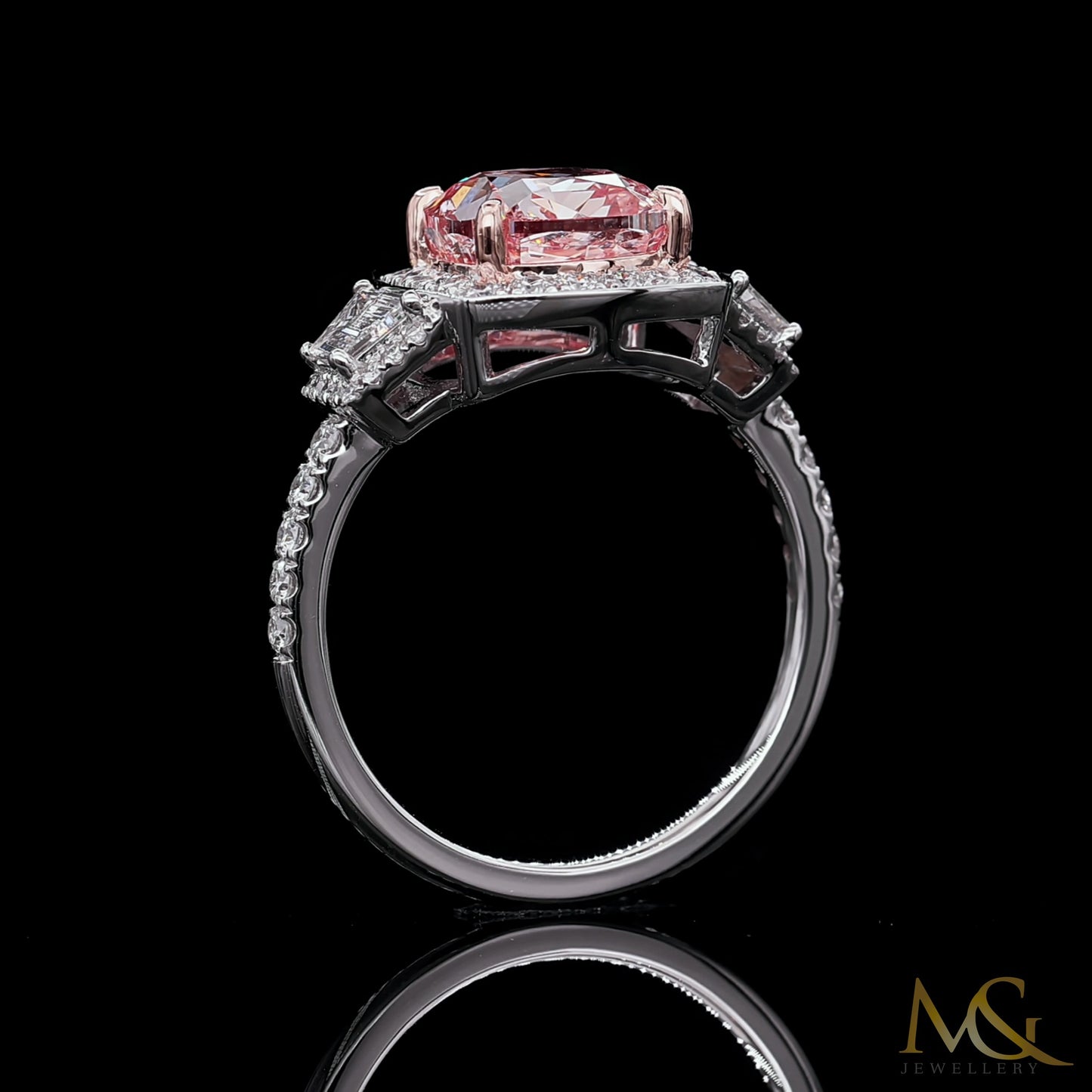 Lab-Grown Pink Diamond Ring | R1052 | 14K White Gold