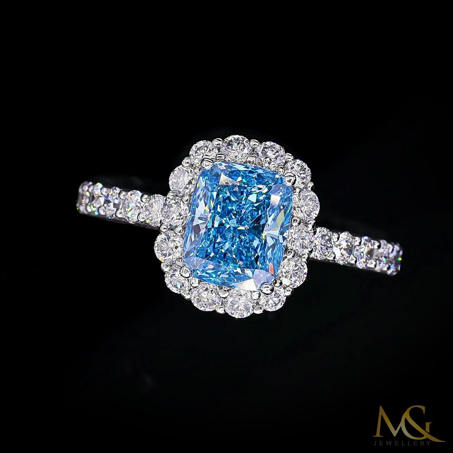 Vivid Blue Diamond Ring | SR625 | 14K White Gold