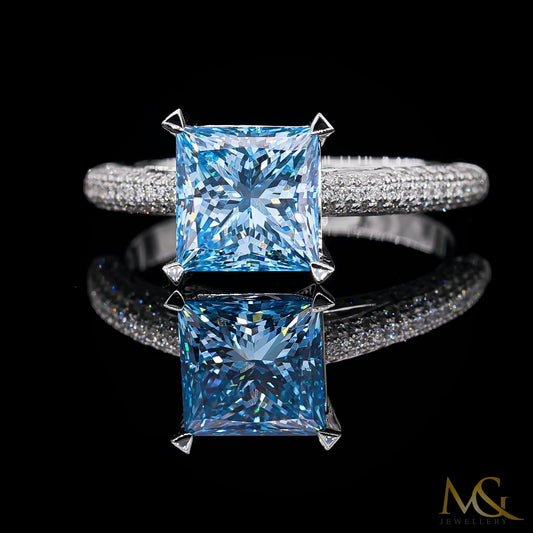Vivid Blue Diamond Ring | SR629 | 14K White Gold