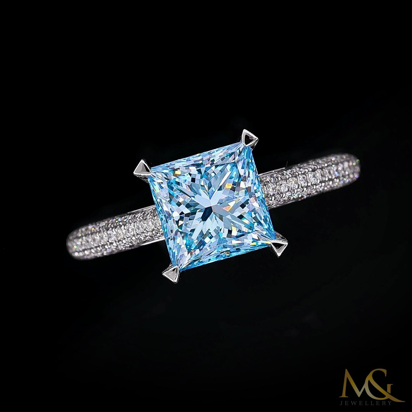 Vivid Blue Diamond Ring | SR629 | 14K White Gold