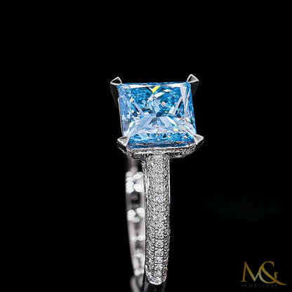 Vivid Blue Diamond Ring | SR629 | 14K White Gold