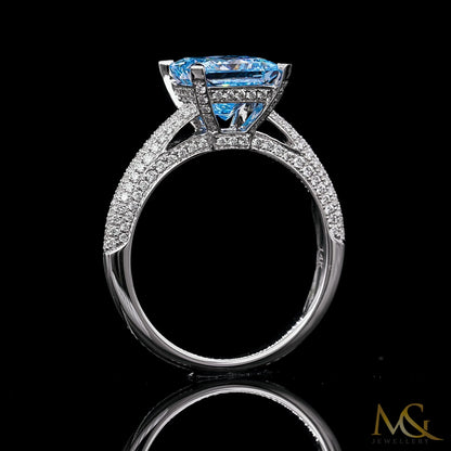 Vivid Blue Diamond Ring | SR629 | 14K White Gold