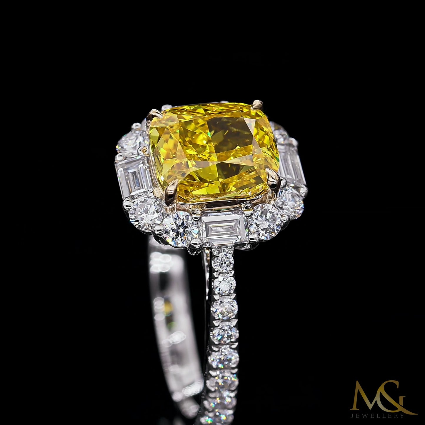 Lab-Grown Yellow Diamond Ring | HR591 | 14K Two-Tone White & Yellow Gold