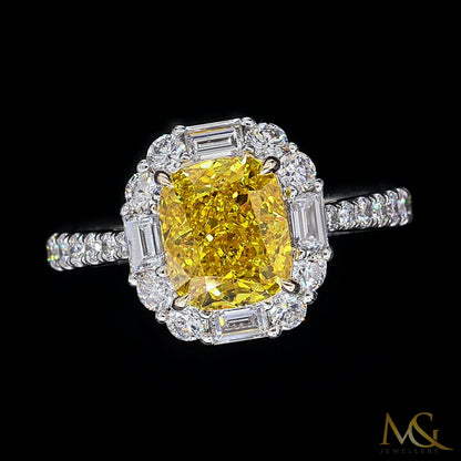 Lab-Grown Yellow Diamond Ring | HR591 | 14K Two-Tone White & Yellow Gold