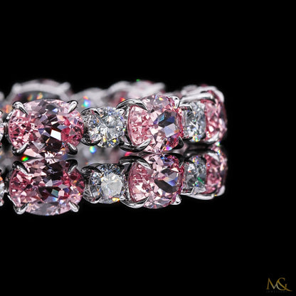 Lab-Grown Pink Morganite Oval & Round Diamond Tennis Bracelet | 26A-B06021 | 14K Gold