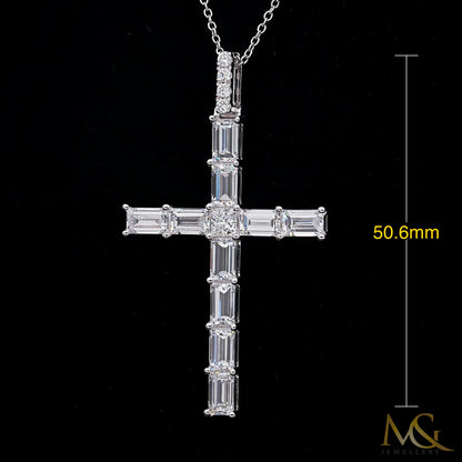 Baguette Cross Pendant P0796 - Front with dimensions