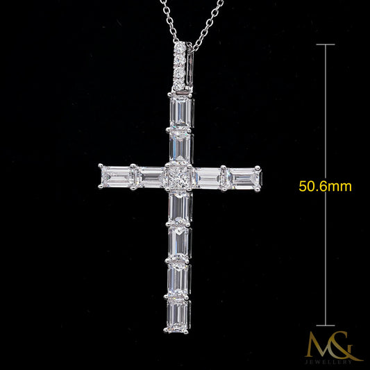 Baguette Cross Pendant P0796 - Front with dimensions