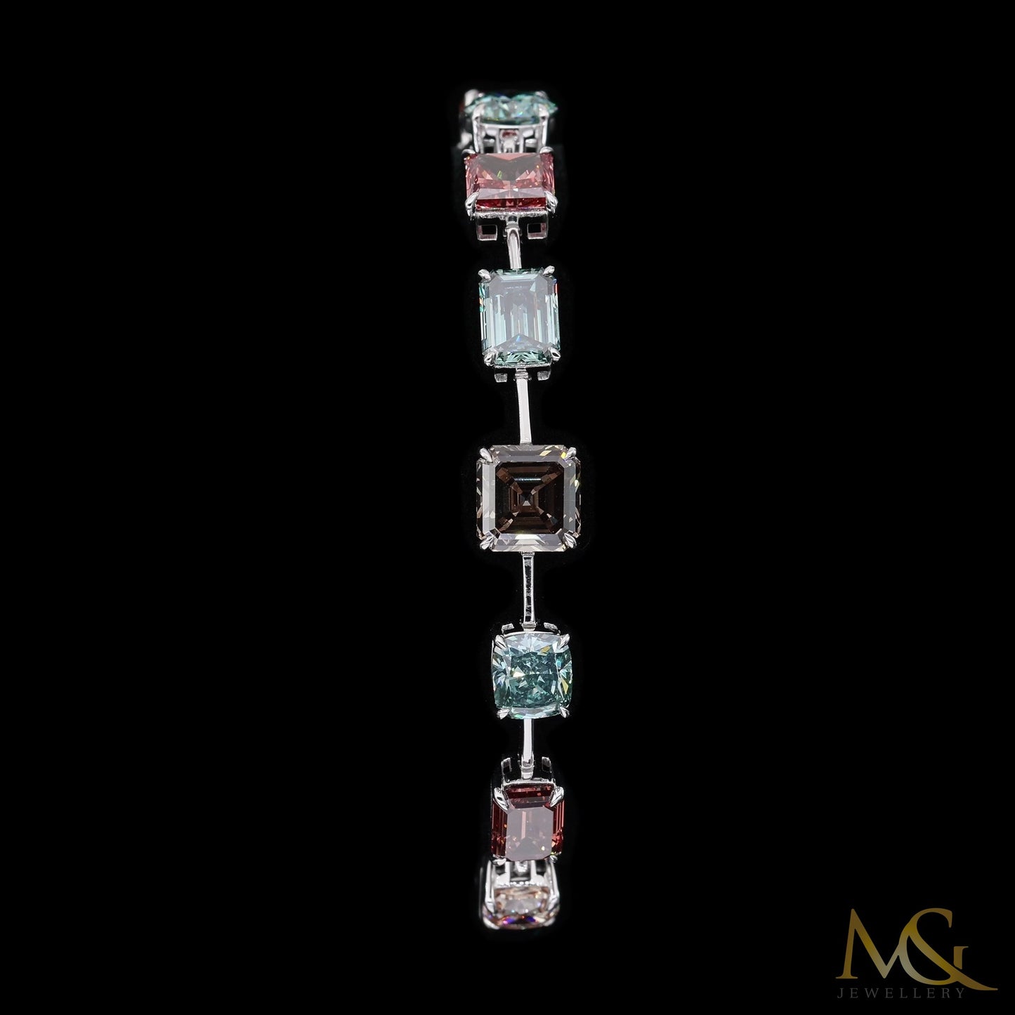 Rare Fancy Multi-Color Diamond Bracelet | B1471 | 14K White Gold