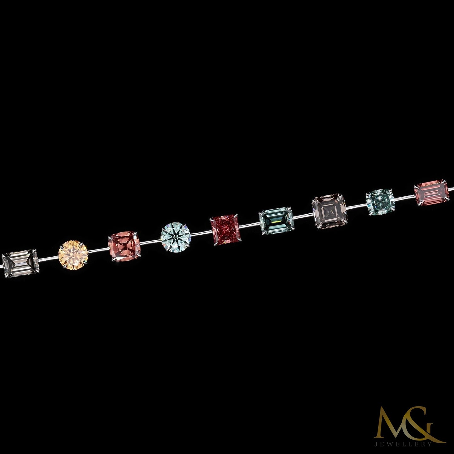 Rare Fancy Multi-Color Diamond Bracelet | B1471 | 14K White Gold