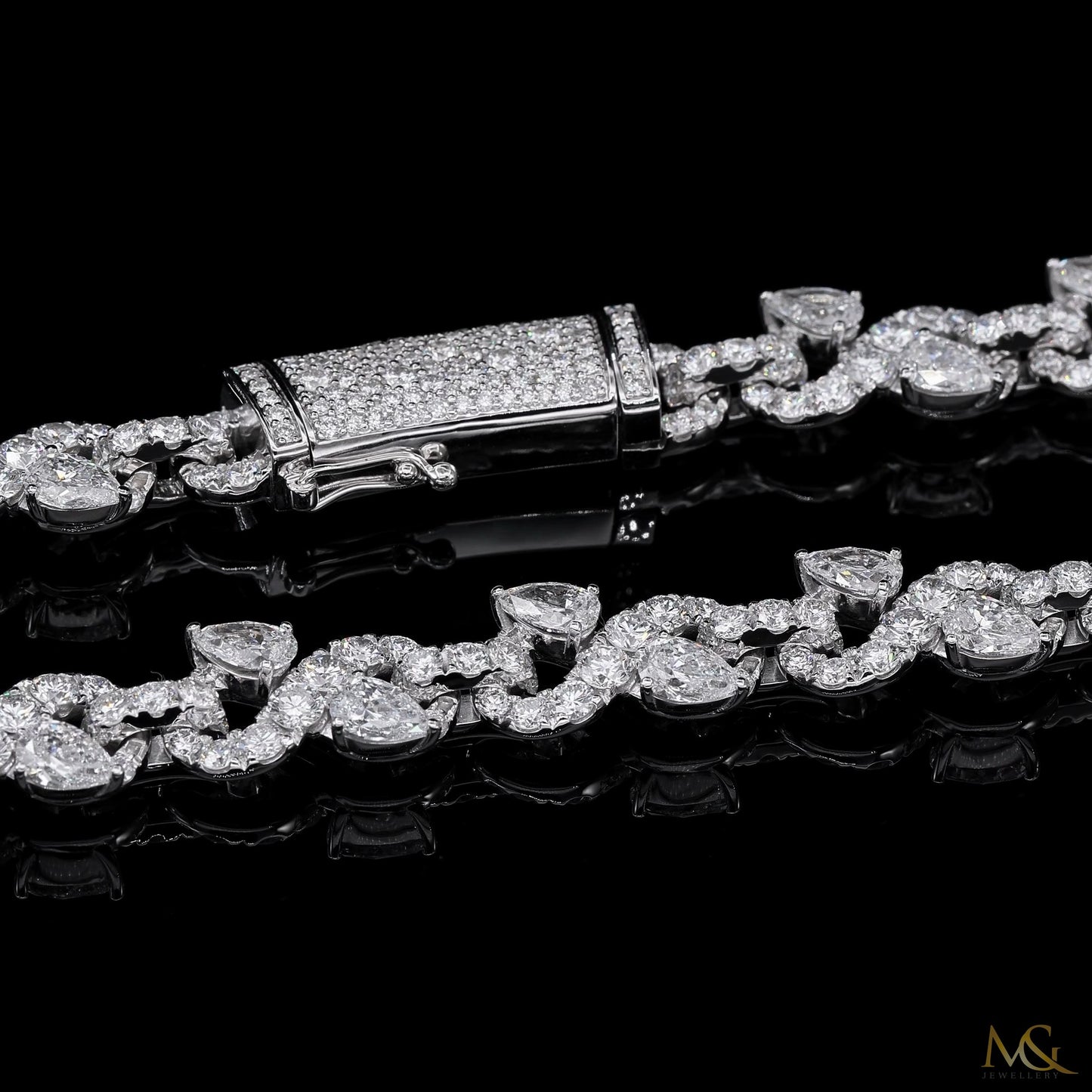 Mosaic Lab-Grown Pear & Round Diamond Tennis Necklace | B11072 | 10K Gold