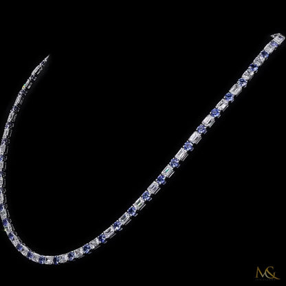 Lab-Grown Diamond & Spinel Tennis Chain | N06020-1 | 14K White Gold