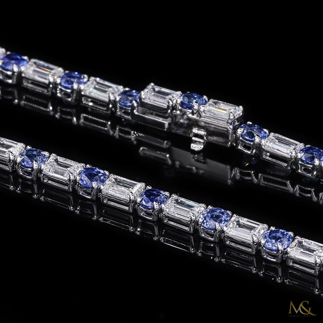 Lab-Grown Diamond & Spinel Tennis Chain | N06020-1 | 14K White Gold