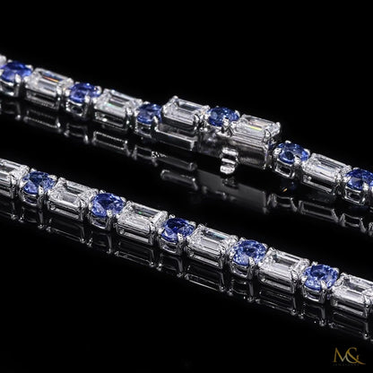 Lab-Grown Diamond & Spinel Tennis Chain | N06020-1 | 14K White Gold