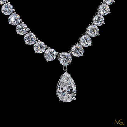 Graduated Lab-Grown Diamond Tennis Chain with Centre Stone | N06070-2 | 14K Gold