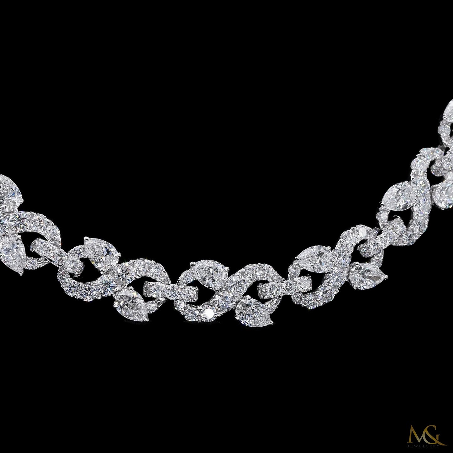 Mosaic Lab-Grown Pear & Round Diamond Tennis Necklace | B11072 | 10K Gold