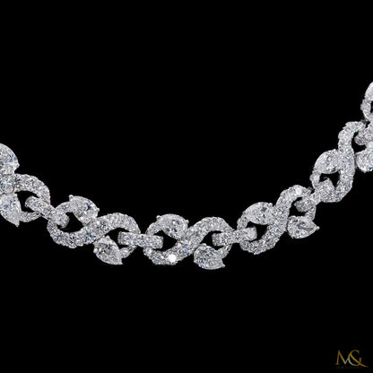 Mosaic Lab-Grown Pear & Round Diamond Tennis Necklace | B11072 | 10K Gold