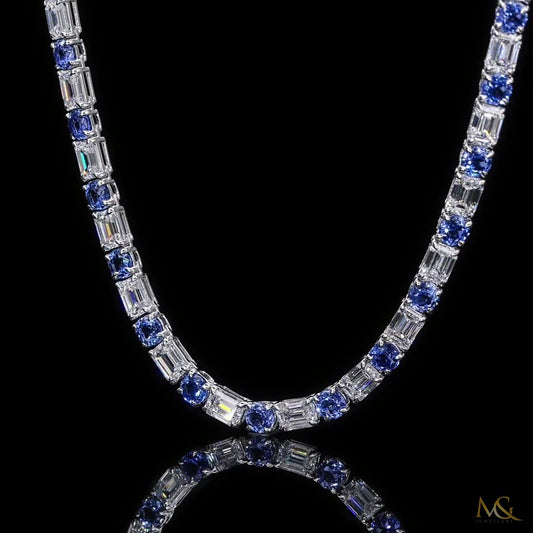 Lab-Grown Diamond & Spinel Tennis Chain | N06020-1 | 14K White Gold